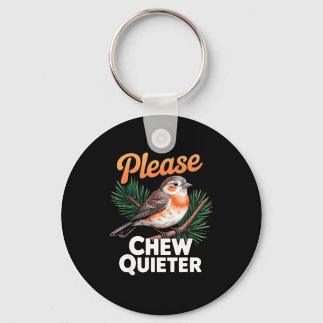 Llavero Please Chew Quieter Vintage Bird Groovy Design  (Anverso)