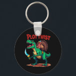 Llavero Plot Twist Turkey Riding Dinosaur T-rex Funny Than<br><div class="desc">Plot Twist Turkey Riding Dinosaur T-rex Funny Thanksgiving</div>