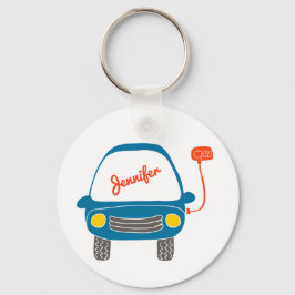 Llavero Plug Life Cute Blue Electric Car Personalizado