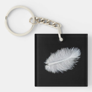 Llavero Pluma de ave blanca