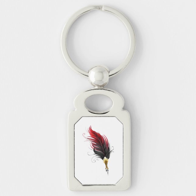 Llavero Pluma de plumas rojas con nido de oro (Anverso)