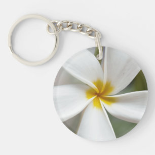 Llavero Plumeria blanca - Retrato macro