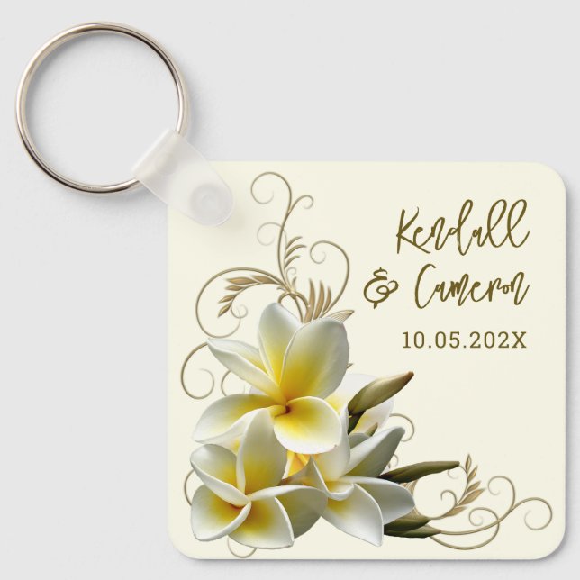 Llavero Plumeria Flourish Wedsh Favor Keychain (Anverso)