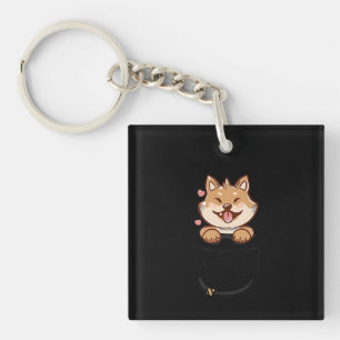 Llavero Pocket lindo shiba u cachorro perro Mascota pres