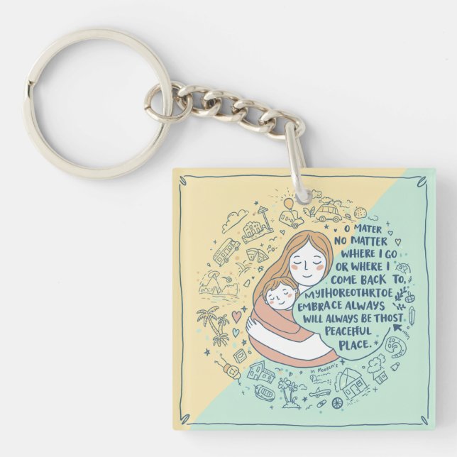 Llavero Pocket Peace: Keychain del doodle de abrazo de la  (Frente)