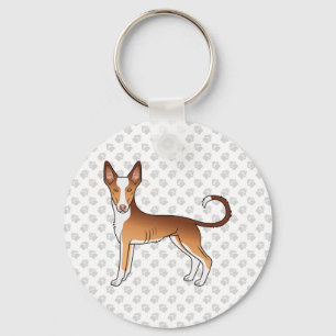Llavero Podenco Ibicenco de pelaje liso rojo y blanco perr