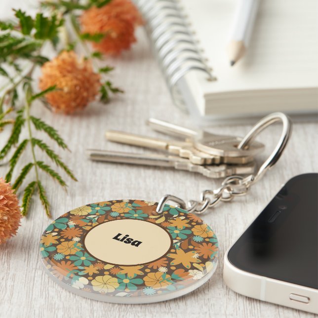 Llavero Poder Floral Groovy Divertido (Frente Derecha)