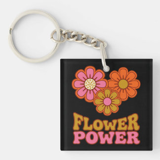 Llavero Poder Floral Retro 70s Margarita Groovy