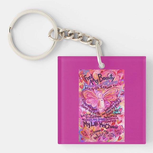 Llavero Poema de cáncer de ángel rosa Pendant Keychain de  (Frente)