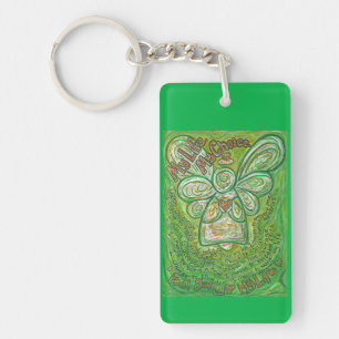 Llavero Poema de cáncer Green Guardian Angel Pendant Keych