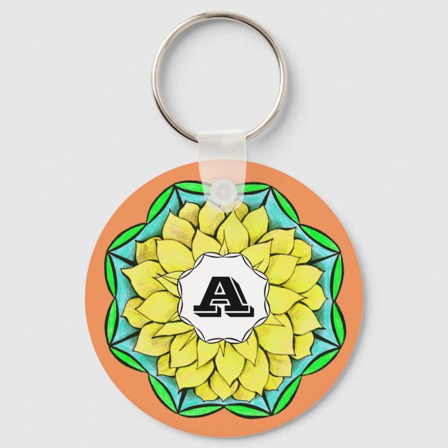 Llavero POINSETTIA MODERNO en AMARILLO (Anverso)