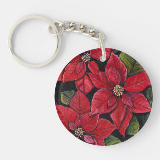 Llavero Poinsettia vibrante en acuarela