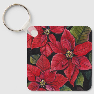 Llavero Poinsettia vibrante en acuarela