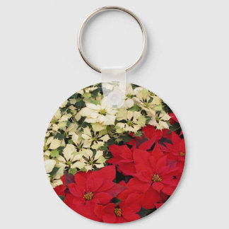 Llavero Poinsettias blancas y rojas con flores