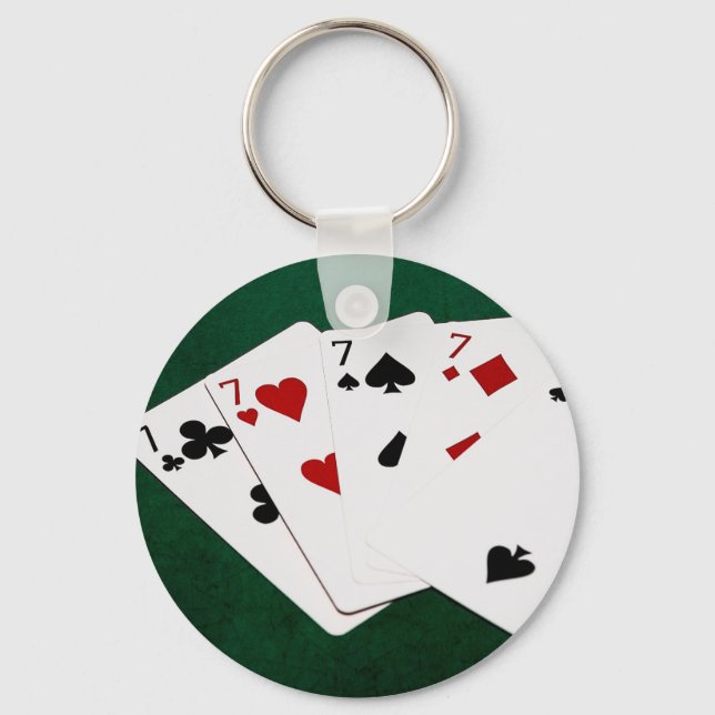 Llavero Poker Hands - Four Of A Kind - Sevens and Two (Anverso)