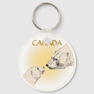 Llavero Polar Bear & Cub Keychain Wildlife Art Canada Gift