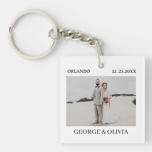Llavero Polaroid Style Wedding Favor Keychain (Frente)
