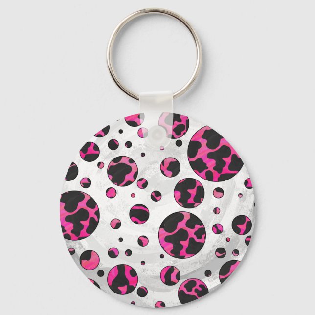 Llavero Polka Dot Cow Pink y Black Print (Anverso)