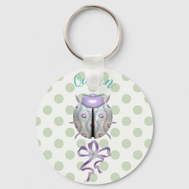 Llavero Polka dot floral lindo keychain (Anverso)