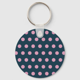 Llavero Polka Dot Keychain (Azul y rosa suave de medianoch