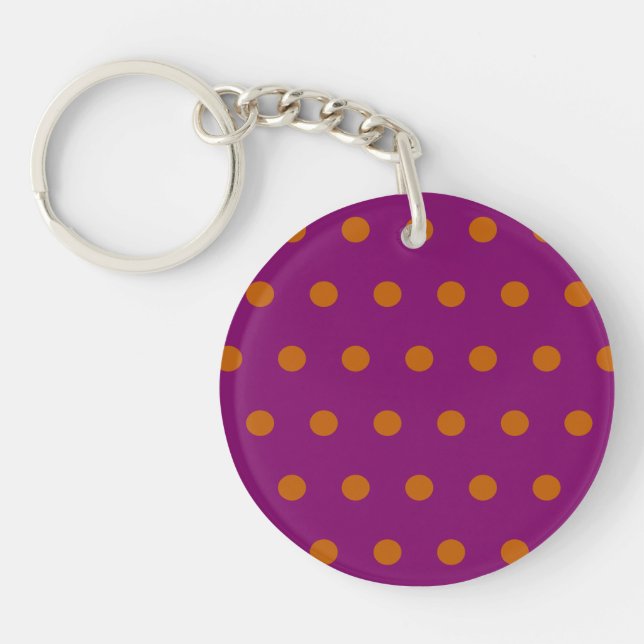 Llavero Polka Dot Keychain (Naranja de calabaza y magenta  (Frente)