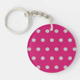 Llavero Polka Dot Keychain (Rosa caliente y gris)