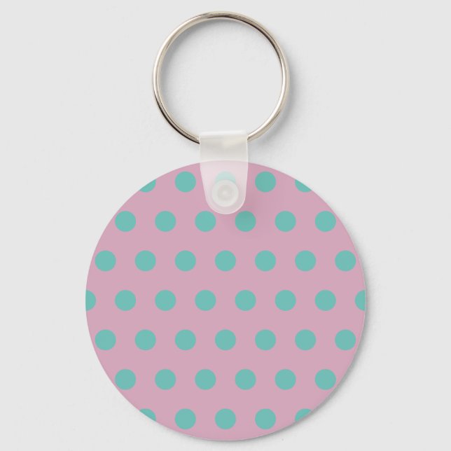 Llavero Polka Dot Keychain (Rosa y Aqua) (Anverso)