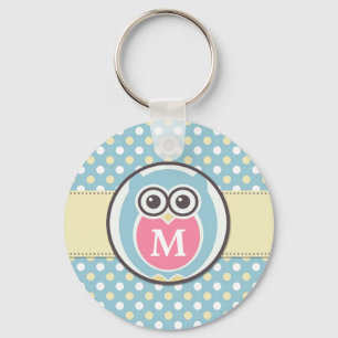Llavero Polka Dots Baby Owl Personalizado Monograma Keycha