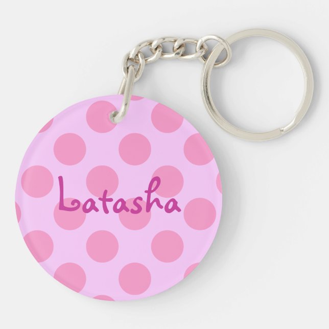 Llavero Polka rosa personalizada con puntos (Atrás)