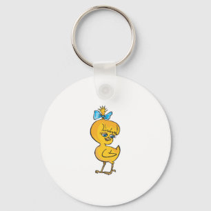 Llavero pollito bebé lindo con lazo