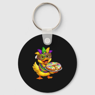 Llavero Pollito de Mardi Gras Patito Amarillo Máscara de P