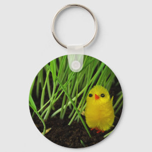 Llavero pollito de pasto