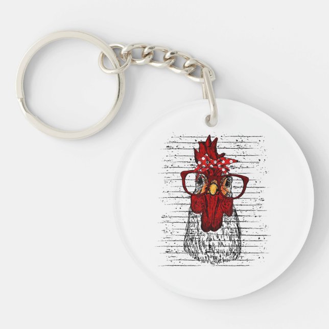 Llavero Pollo con cinta de venda y gafas lindo (Frente)