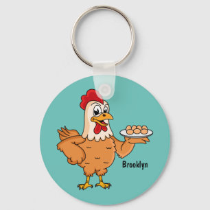 Llavero Pollo con huevos en el personalizado de placa