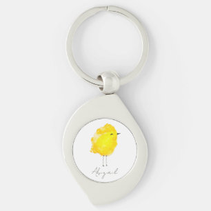 Llavero Pollo de gallina personalizado amarillo elegante c