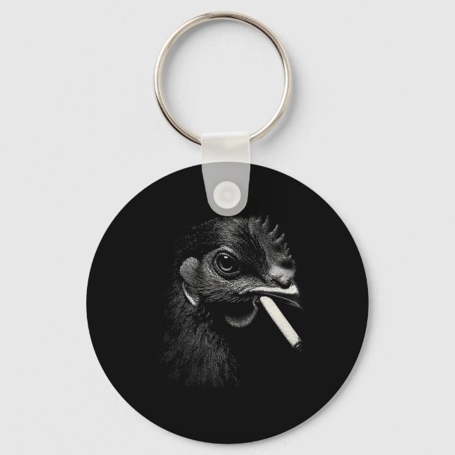 Llavero Pollo de granja con estilo de urna icónica fumando (Anverso)