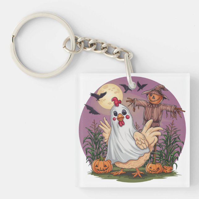 Llavero Pollo de Halloween #12 Arte Digital (Frente)