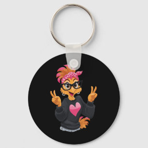 Llavero Pollo Divertido Con Signo De Paz Gles Loca Señora 