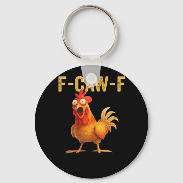 Llavero Pollo divertido F-Caw-F creativo casual (Anverso)