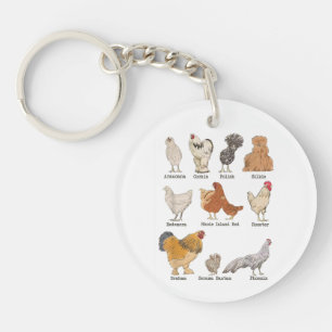 Llavero Pollo Vintage Raza Animales De Granja Apoyo Día Lo