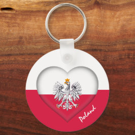Llavero Polonia y el corazón, moda/deporte de bandera pola