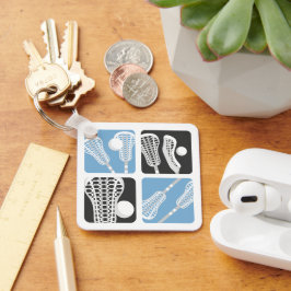 Llavero Polvo Blue Lacrosse Blocks of Sticks and Balls