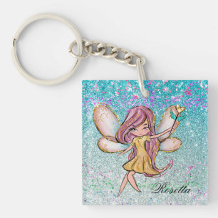 Llavero Polvo de Hadas Brillante Purpura Dorado Rosa