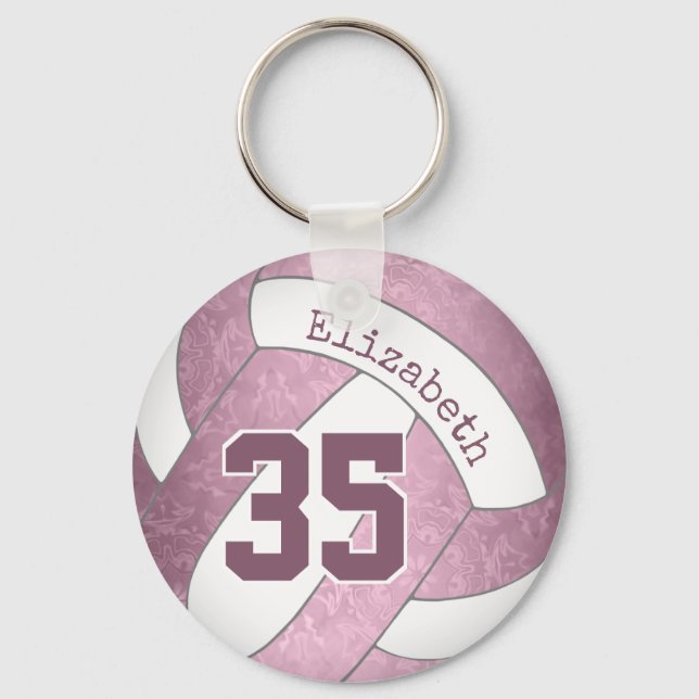 Llavero polvoriento mauve rosa personalizado de voleibol f (Anverso)
