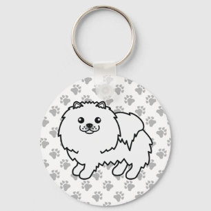 Llavero Pomerania Blanca Perro De Dibujos Animados Lindo &