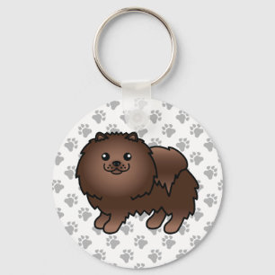 Llavero Pomerania marrón Perro de dibujos animados lindo &