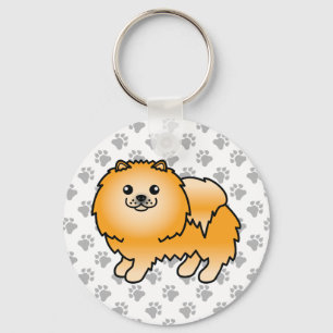 Llavero Pomerania Naranja Perro De Dibujos Animados Lindo