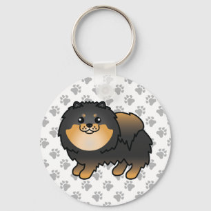 Llavero Pomerania negro y marrón Perro de dibujos animados