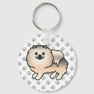 Llavero Pomerania Sable Crema Perro De Dibujos Animados Li