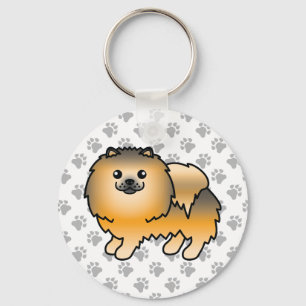 Llavero Pomerania Sable Naranja Perro De Dibujos Animados 